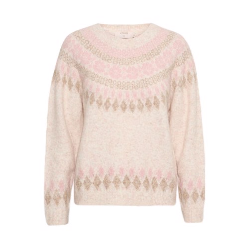 CREAM CHERRY KNIT PULLOVER